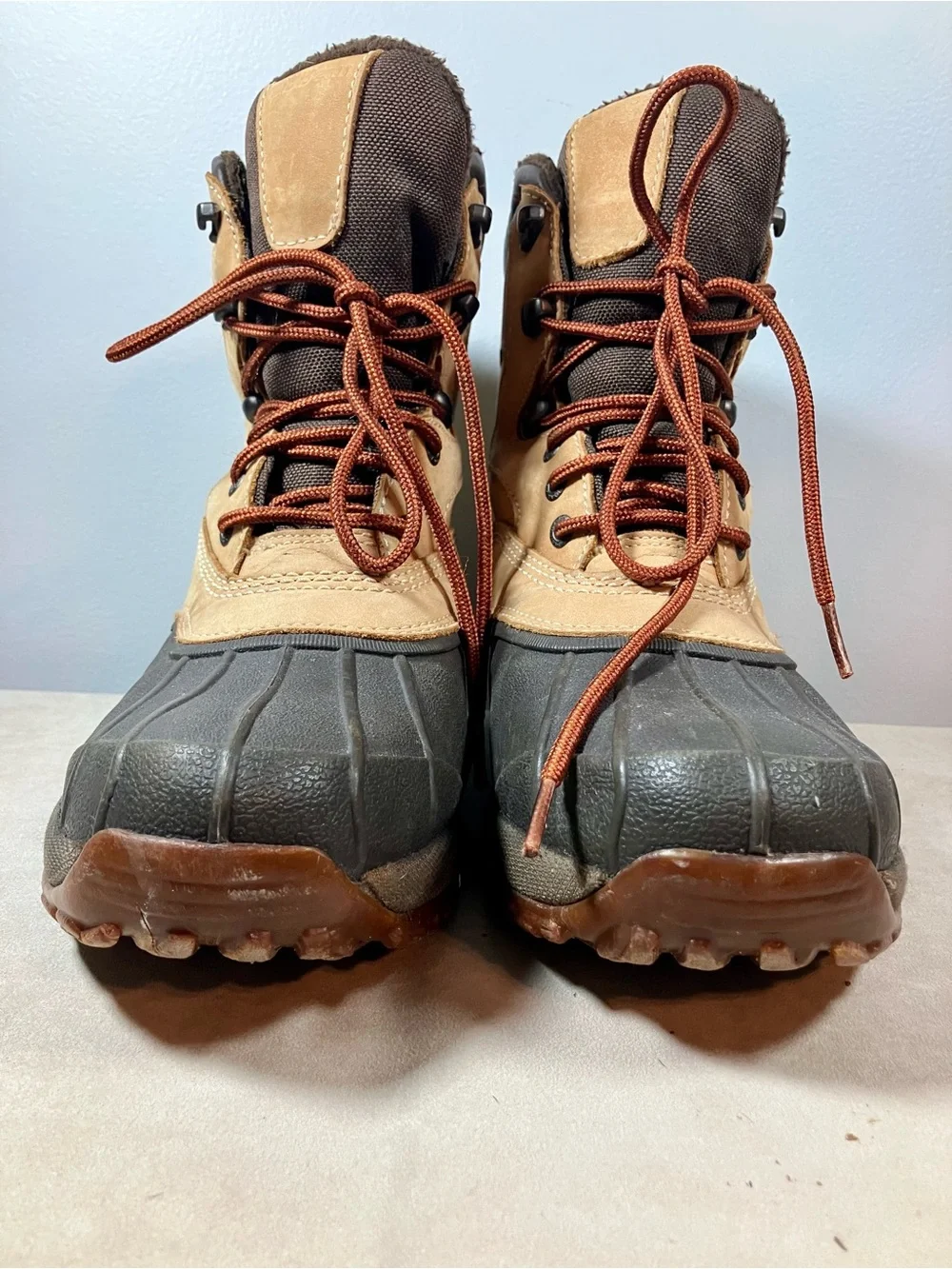 LL Bean Women's Primaloft Brown Duck Rain Boots Size 9 Med Waterproof Insulated